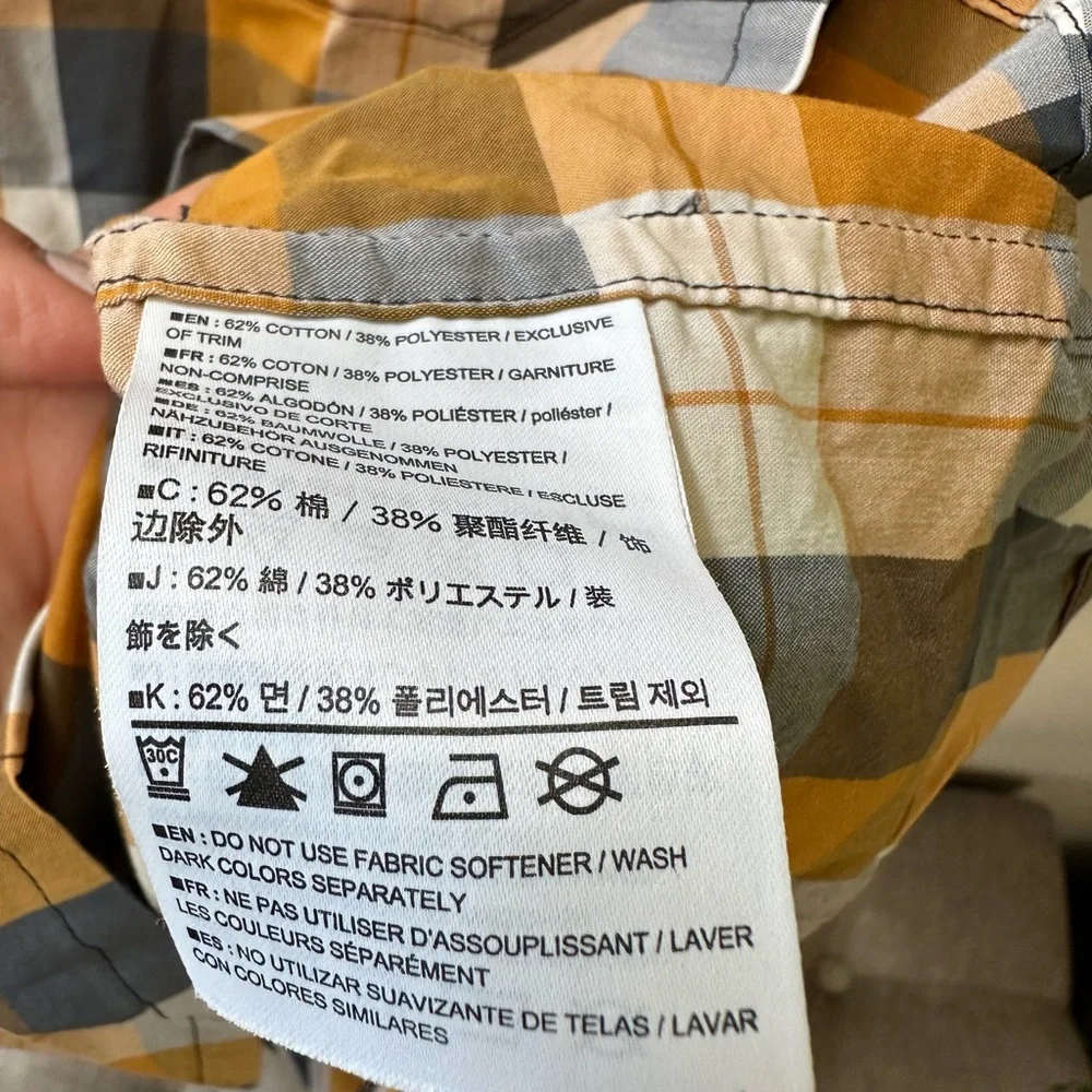 Arc'teryx Brohm Yellow Gray Plaid Button Up Short Sleeve Casual Shirt Size Small - Picture 6 of 10